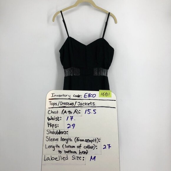 Lush Little Black Dress - cami strap mini dress w/ lace cutouts and trims M - Picture 13 of 14